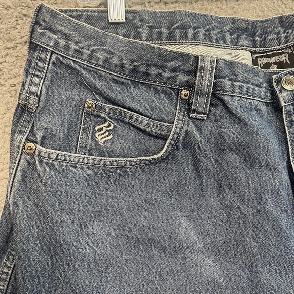 VTG RocaWear Denim Shorts Men's 42(39) x 13 Blue Classic Fit Baggy Y2K Embroider - Picture 3 of 10